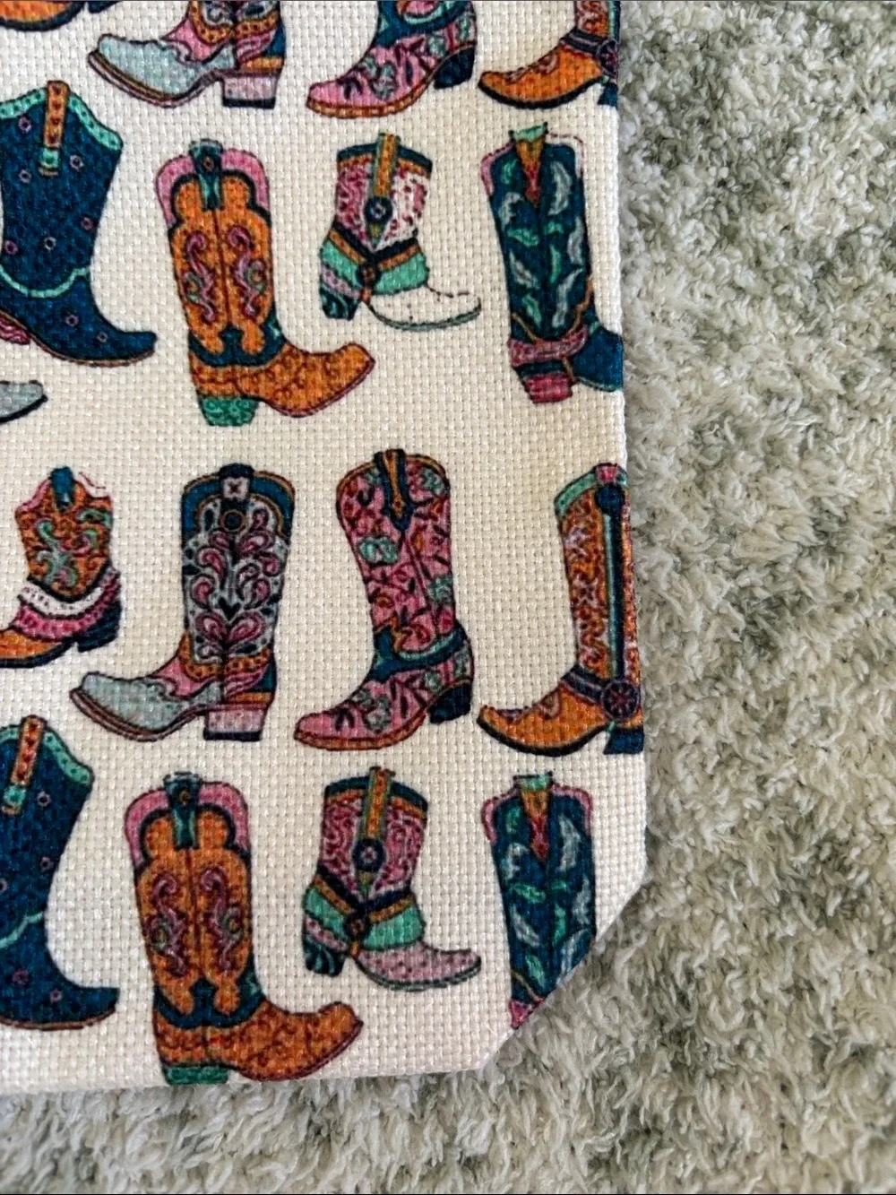 Colorful Western Cowboy Boot Cosmetic Travel Zipper Bag NWT 8.5x7.5x2”